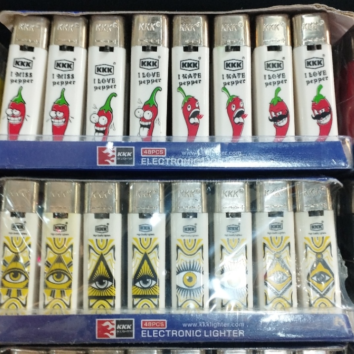 فندک سنگی مربعی kkk طرح دار بسته 48 عددی - Image 2
