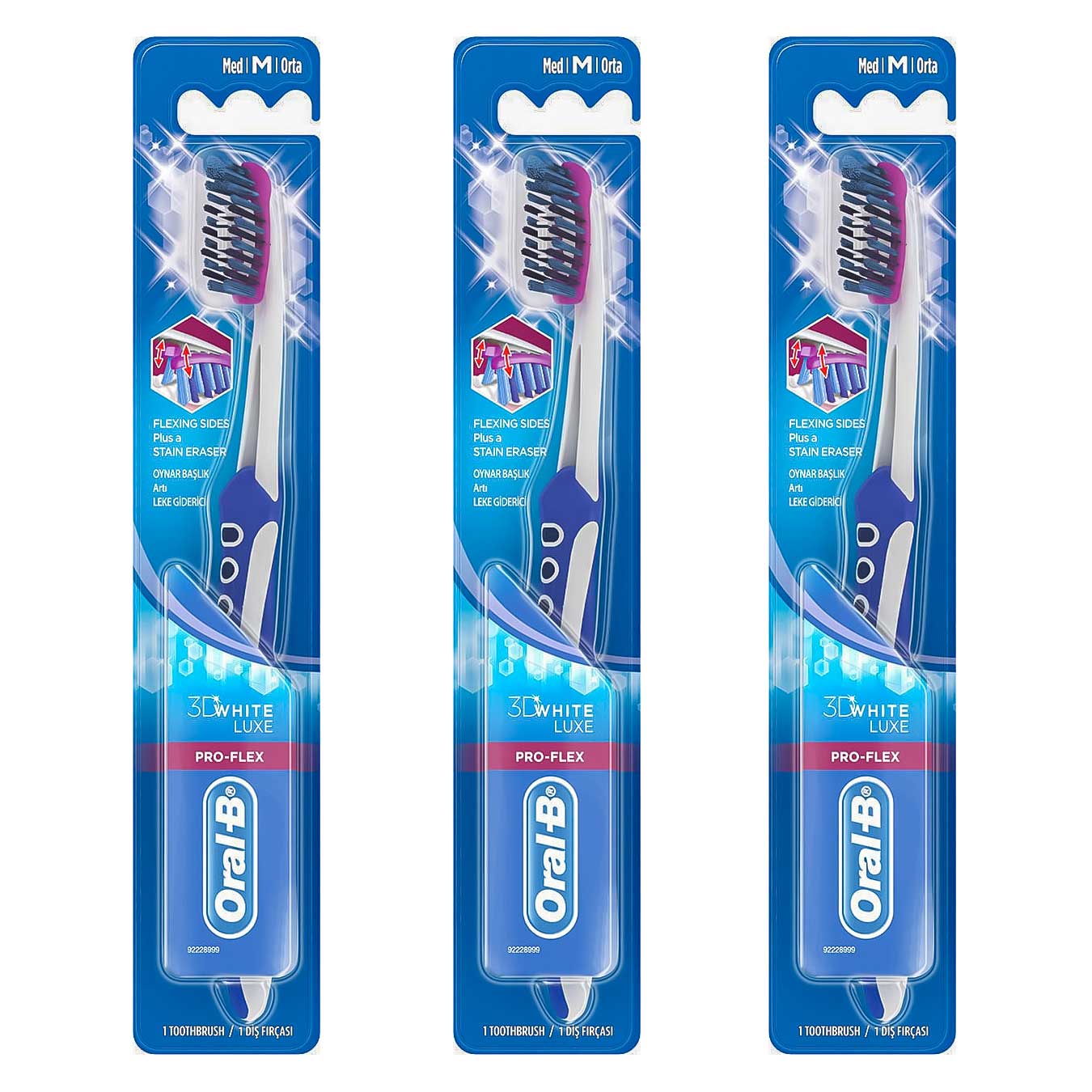 mesvak-oralb-3D-white-luxe-toothbrush مسواک اورال بی مدل 3D White Luxe بسته 72 عددی (کارتنی)
