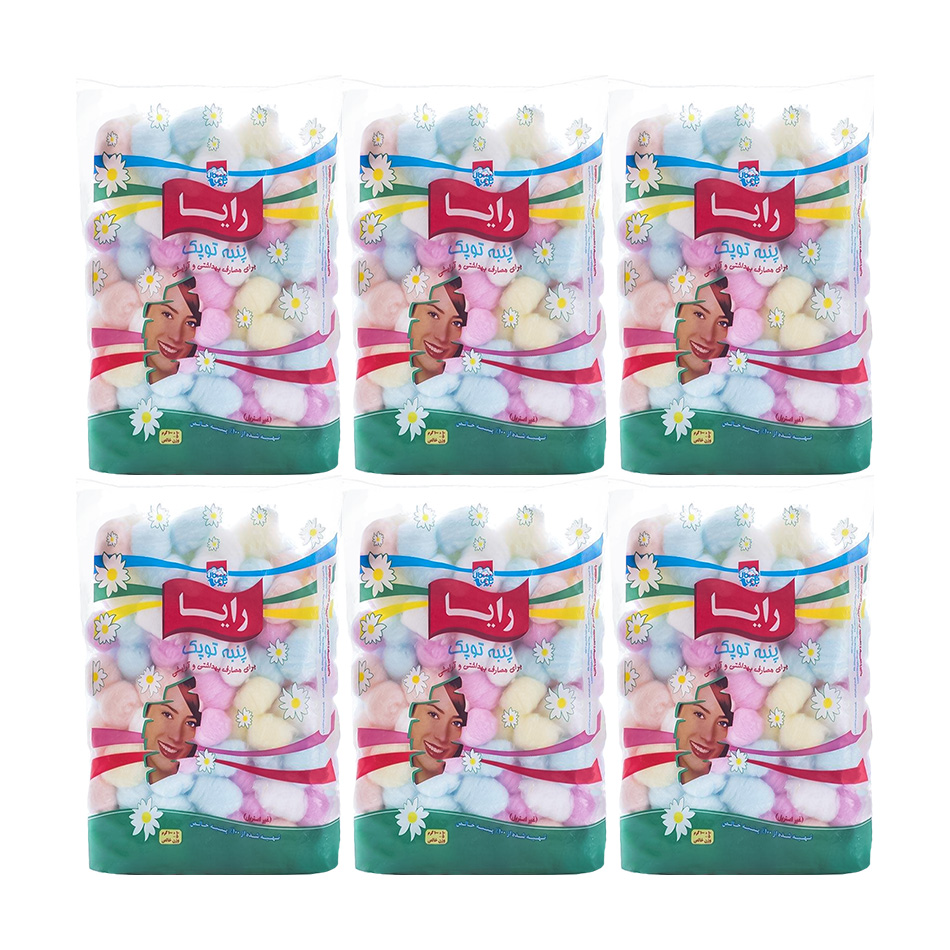 panbeh-arayeshi-raya-topak-100pcs-omde-kartoni پنبه توپک آرایشی رایا بسته 100 عددی مجموعه 30 عددی