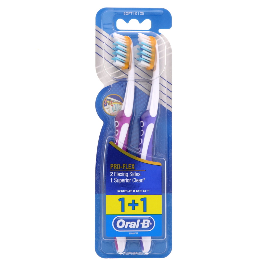 mesvak dogolo toothbrush oral b pro flex soft pro expert 1+1 omde 1 مسواک oral b pro flex دوقلو
