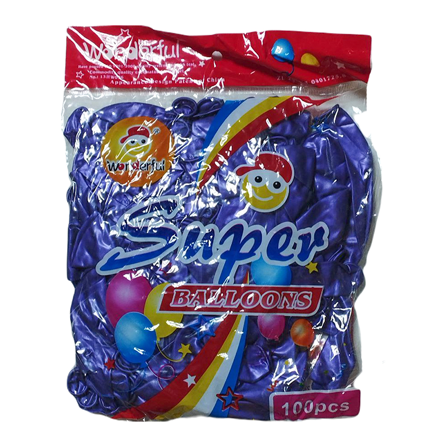 بادکنک واندرفول Super مدل W076 رنگ جور بسته 100 تایی مجموعه 12 عددی
