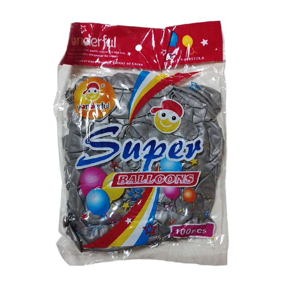 بادکنک واندرفول Super مدل W076 رنگ جور بسته 100 تایی مجموعه 12 عددی