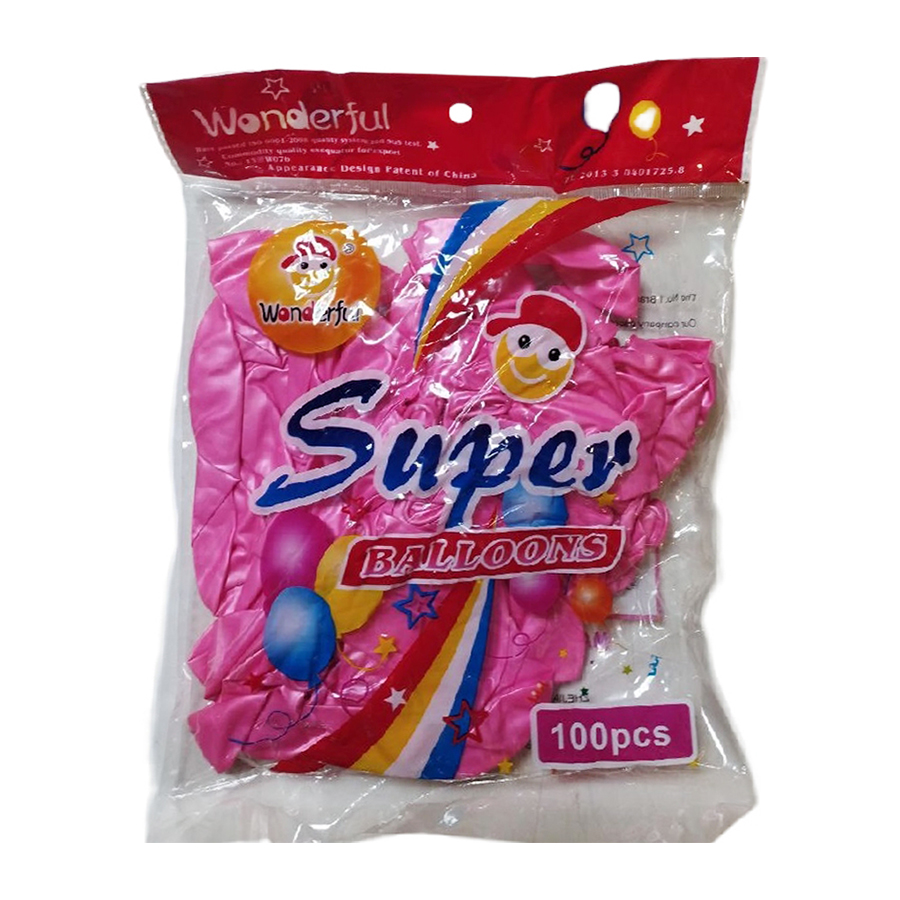 بادکنک واندرفول Super مدل W076 رنگ جور بسته 100 تایی مجموعه 12 عددی