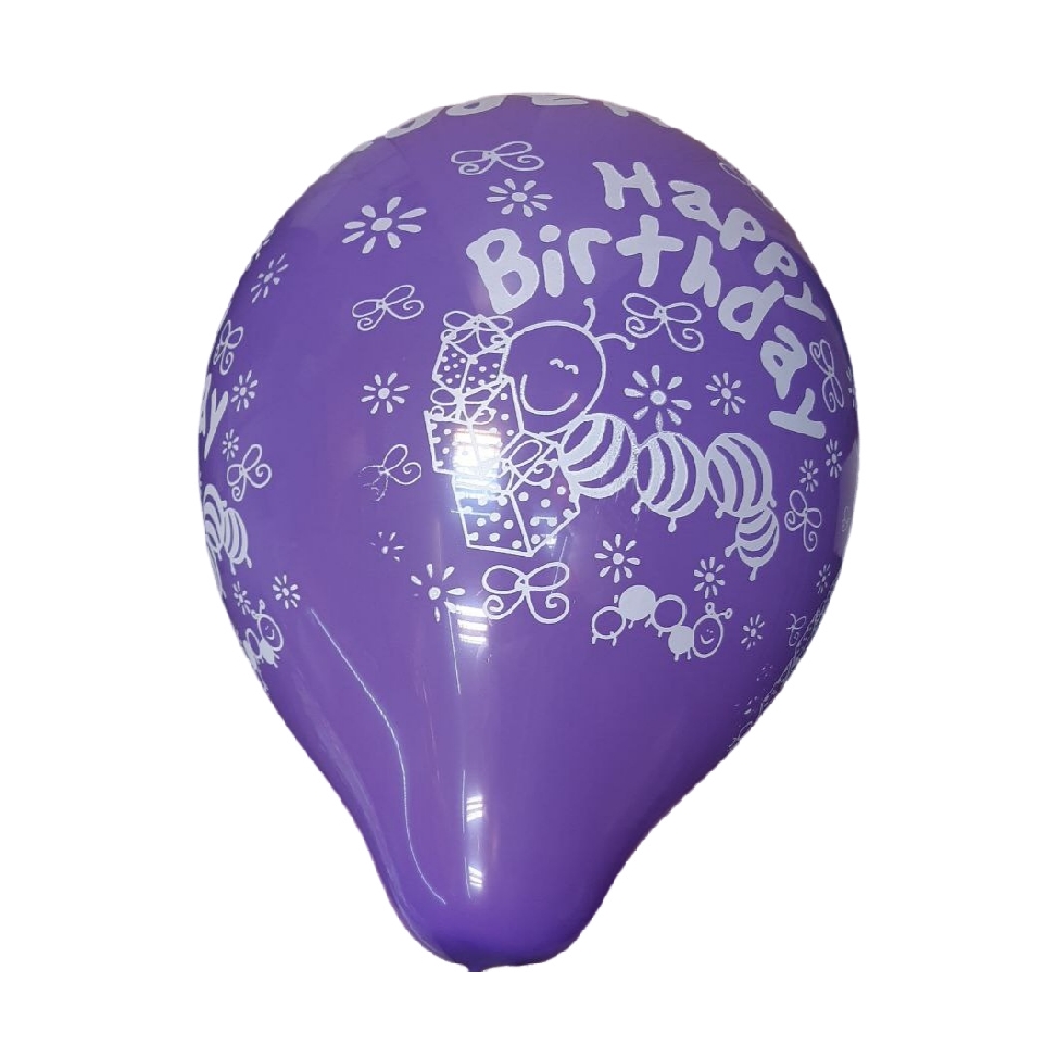 بادکنک Happy Birthday دور چاپ با طرح فشفشه و قلب بسته 100 عددی
