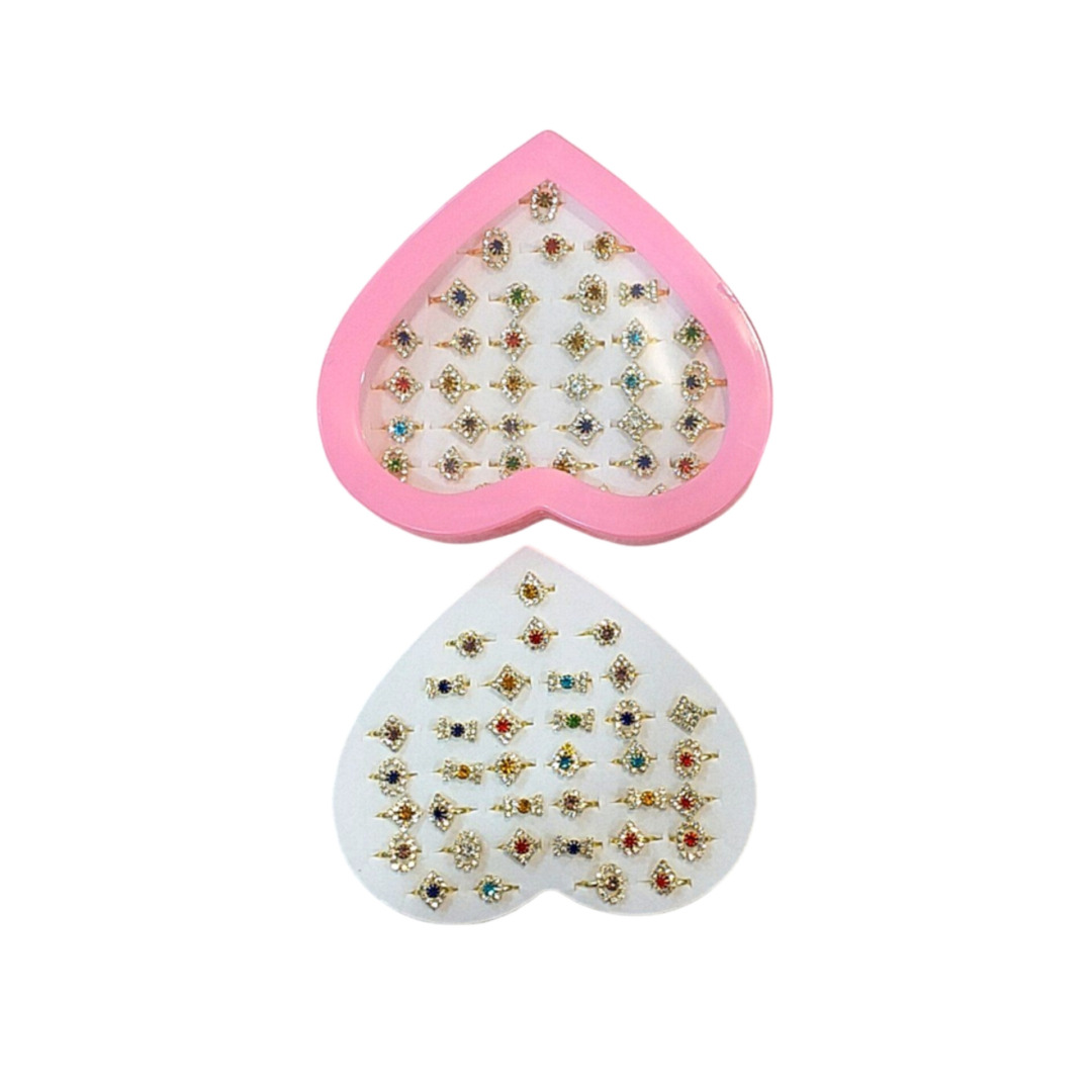 انگشتر نگین دار دخترانه بسته 36 عددی