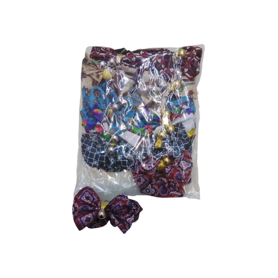 کش مو مدل ساتن پاپیون مهره دار بسته 12 عددی