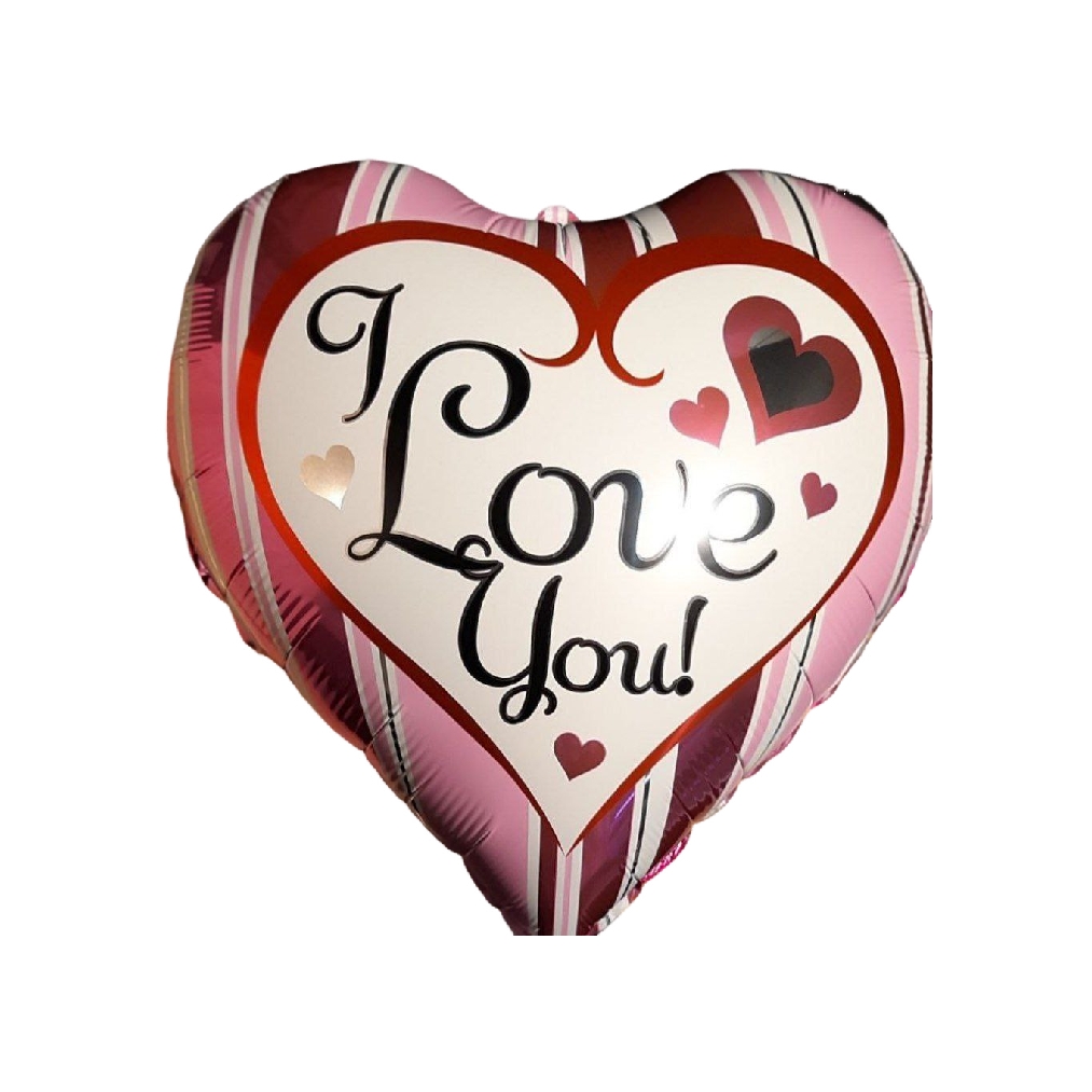 بادکنک فویلی مدل قلب طرح I love you بسته 50 عددی