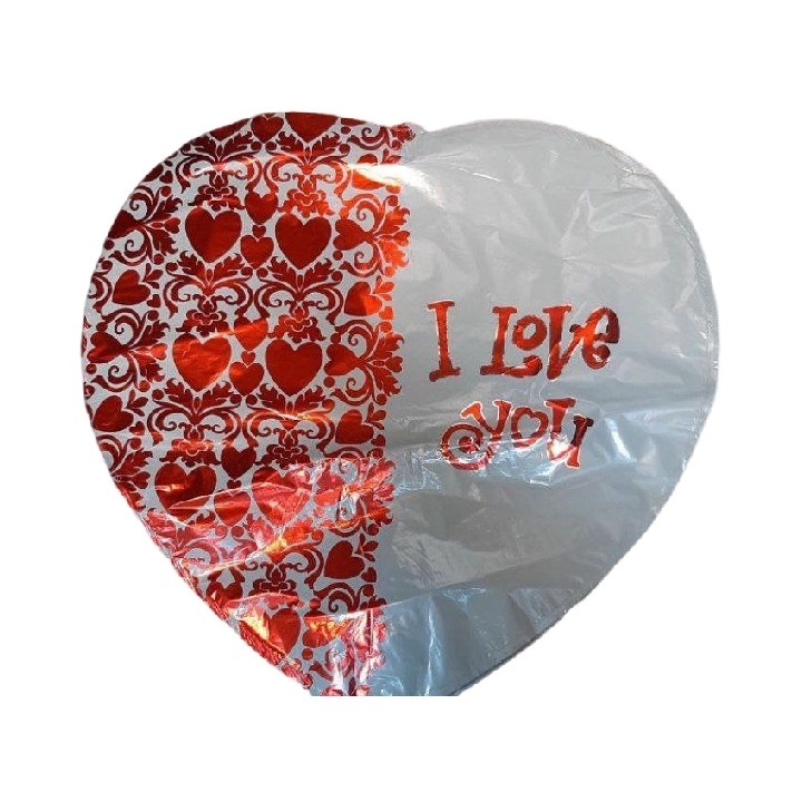 بادکنک فویلی مدل قلب طرح I love you بسته 50 عددی