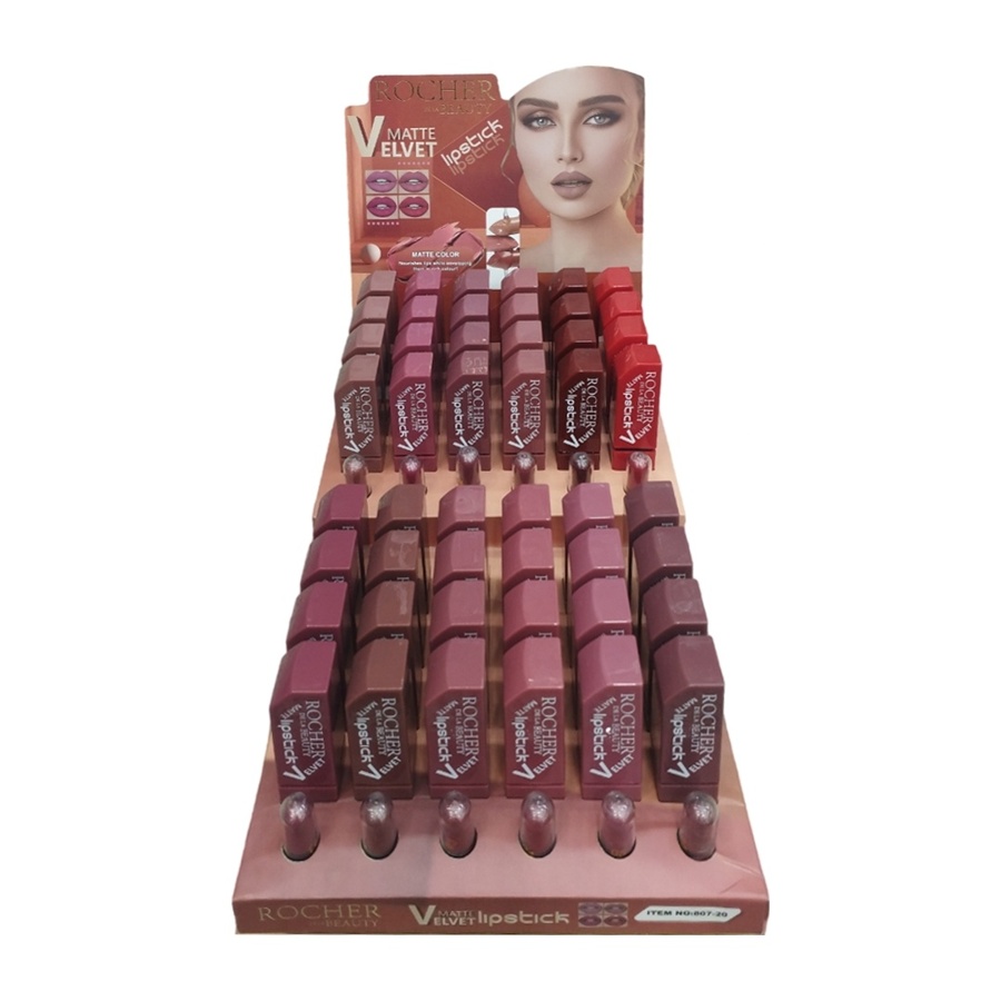 رژ لب جامد روچر بیوتی Velvet matte بسته 48 عددی