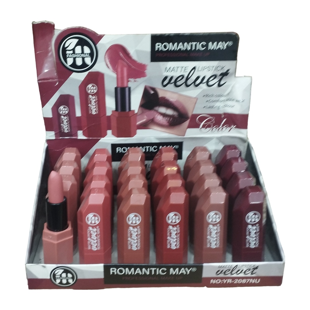 رژ لب جامد رمانتیک می کد 2087 velvet بسته 24 عددی