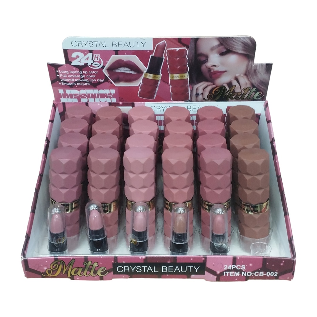 رژ لب جامد 24 ساعته کریستال بیوتی مت بسته 24 عددی