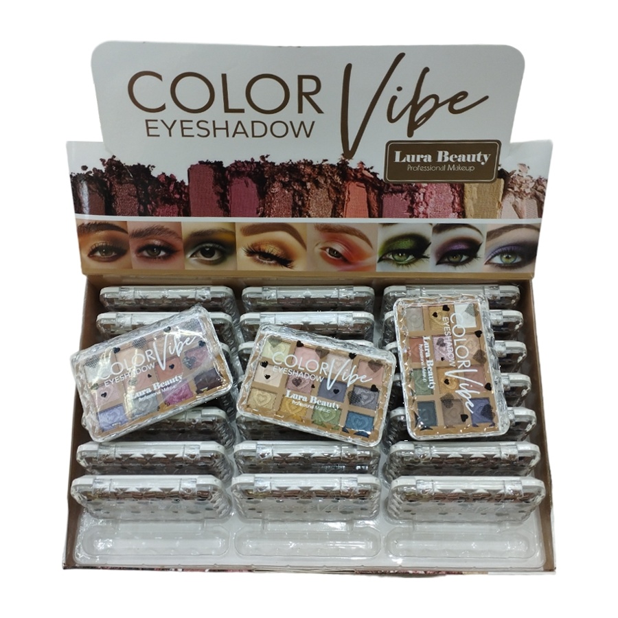 پالت سایه چشم لورا بیوتی مدل Color vibe در 12 رنگ بسته 24 عددی