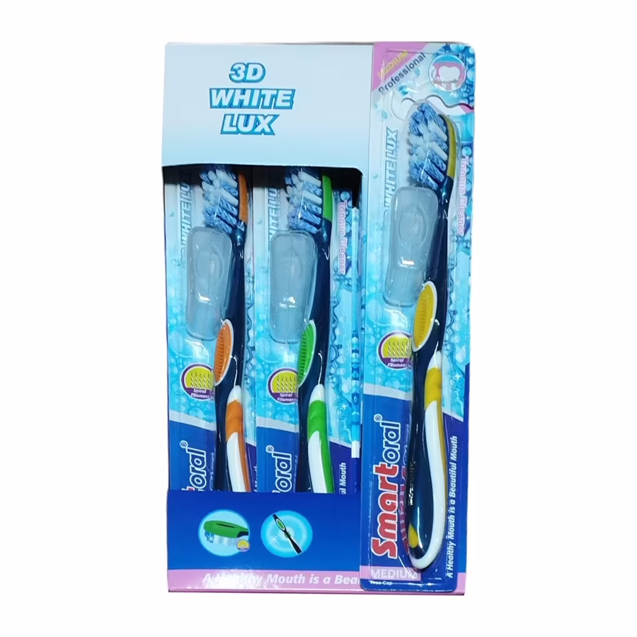 مسواک درپوش دار اسمارت اورال مدل 3D white lux بسته 12 عددی