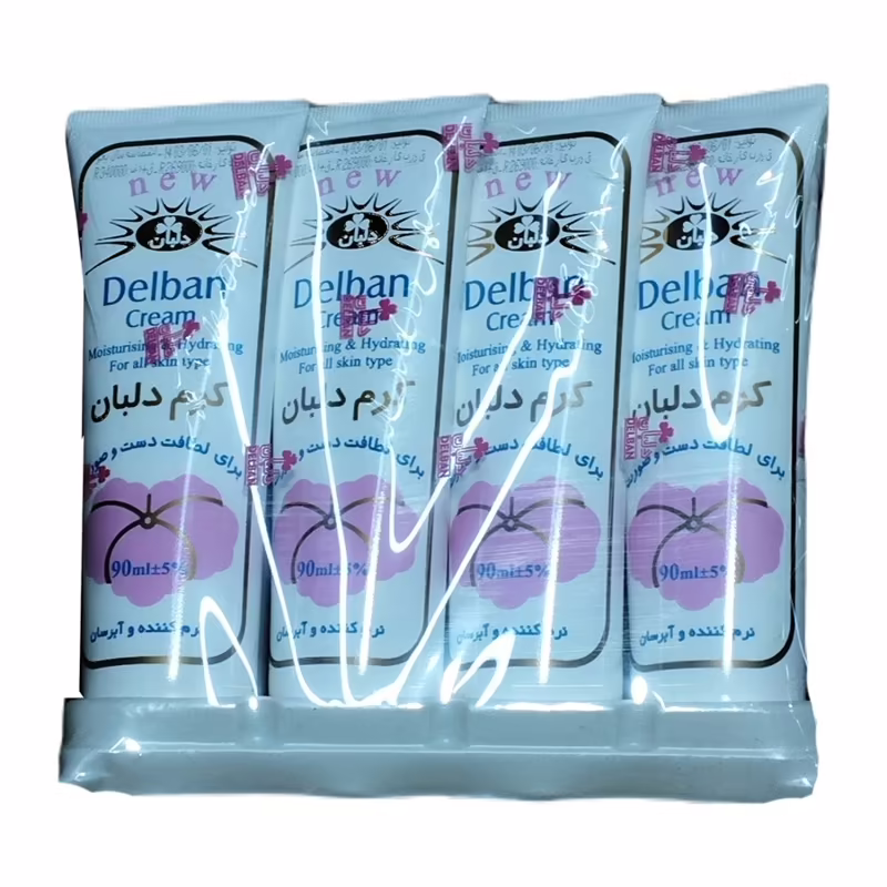 کرم نرم کننده و آبرسان دلبان حجم 90 میل بسته 12 عددی مجموعه 8 عددی (کارتنی)