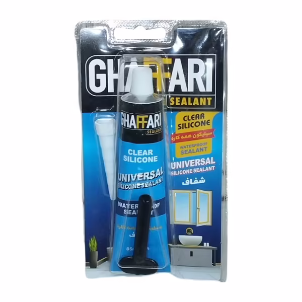 چسب سیلیکون شفاف همه کاره غفاری مدل UNIVERSAL وزن 85 گرم بسته 10 عددی