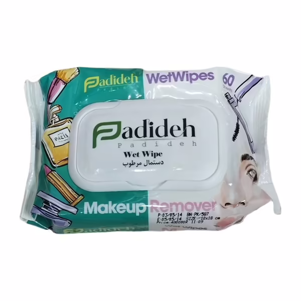 فروشگاه اینترنتی استوریکس - فروش عمده دستمال مرطوب پاک کننده آرایش پدیده 60 عددی بسته 12 عددی