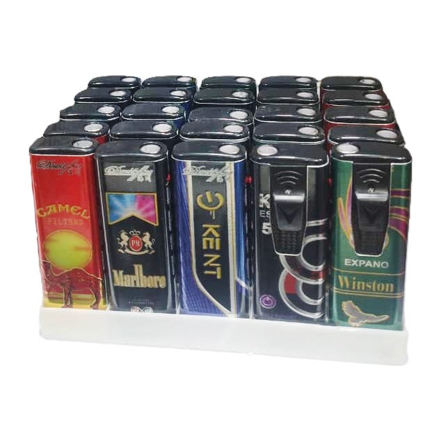 فندک کوره ای کشویی طرح مختلف روکش فلزی بسته 25 عددی